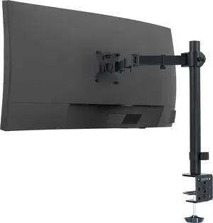 Single 13 to 38 inch Ultrawide Monitor Arm Desk Mount, Regular Screens up to 32 inches, 22 lbs capacity, Fully Adjustable Stand with C-Clamp and Grommet Base, Black, STAND-V001