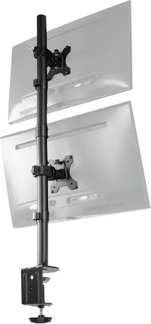 Dual Vertically Stacked Monitor Desk Mount, Extra Tall Adjustable Stand for 2 Ultrawides up to 34 inches, 22 lbs Capacity, Black, STAND-V002T