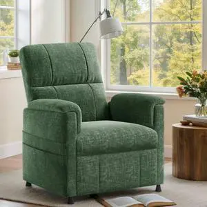 Amada Power Recliner Chair for Adults, Chenille Electric Reclining Chair for Small Spaces with Remote & Side Pockets, Thick Seat Cushion for Home Theater, RV, Living Room & Bedroom (Green)