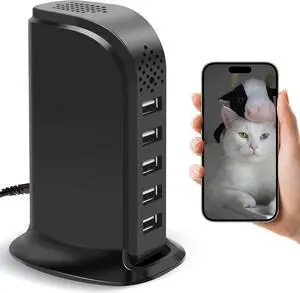 USB Charger Camera, WiFi Mini Camera with Phone App, HD 1080P Pet Monitor Nanny Cam with Motion Detection for Home Security, No Audio
