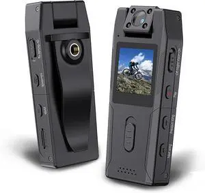 Body Camera with 180° Rotating Lens, HD 1080P Mini Portable Body Cam with Night Vision, Video and Audio Recording, Wearable Smart Camcorder for Law Enforcement
