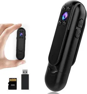 Mini Body Camera with Audio and Video Recording HD 1080P Body Cam, 32GB Wearable POV Camcorder for Civilians, Outdoor Sports