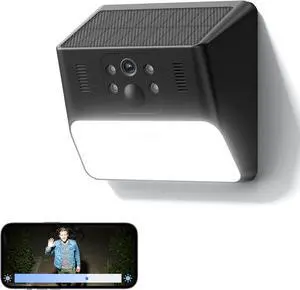 Outdoor Camera Wireless-2.4G 2K Solar Wall Light Cameras for Home Security with AI Motion Detection, Waterproof,Motion Activated Light, Siren Cloud/SD Storage, Compatible with Alexa,S2