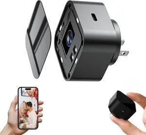 1080P HD 170° Wide Angle Hidden Charger Camera with Free APP/Night Vision/Motion Detection/App Remote Control Surveillance for Nanny/Pet/Baby Home Indoor Security.