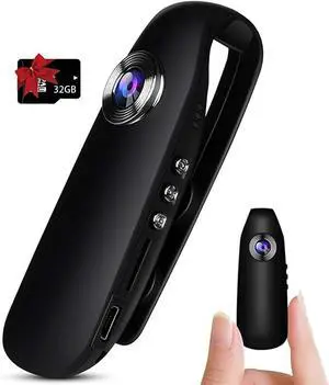 Body Cam, 1080P Mini Body Camera, No WiFi Small Camera with Built-in 32GB TF Card, 3-7 HR Battery Life, Motion Detection, Support Time Stamp, Wearable Mini Cam for Cycling/Travel/Delivery