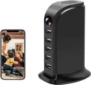 Hidden Camera USB Charger Video Recorder WiFi USB Hub 1080P HD Wireless Security Cameras Indoor Nanny Cam with Motion Detection for Home Office Video-only Surveillance Camera