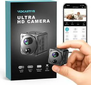 4K Mini Hidden Camera Dual-Band 2.4/5GHz WiFi Indoor Security Camera with AI Human Detection, Night Vision, Cloud/SD Storage, Up to 150 Days Standby Battery Life