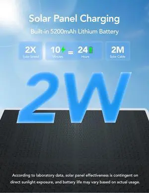 2K Solar Camera Outdoor Wireless, 5G WiFi, 5200 mAh Battery Powered Security Camera for Home, Color Night Vision, IP65 Waterproof, PIR Motion Detection, Two-Way Audio, Cloud/SD Storage, GW5Pro