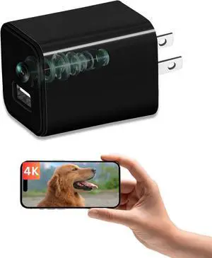 4K Ultra HD WiFi Hidden Camera, Stream to Phone, Motion Detection, SD Card Slot, Phone App, Video-Only