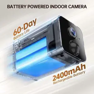 Hidden Camera  2K HD Wireless Spy Camera with Audio/Video, Mini Indoor Camera for Home Security, AI Motion Detection, Night Vision, Built-in Siren, Two-Way Audio, 60-Day Battery Life