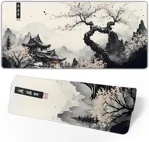 Japanese Mouse Pad, Large Japanese Desk Mat, XL Anime Gaming Keyboard Mat, Non-Slip Rubber Base, Big Extended Desk Protector for Home Office, 31.5x11.8