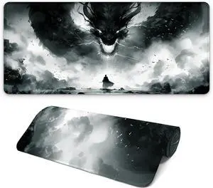 Gaming Mouse Pad with Non-Slip Base, Cute Mouse Mat with Stitched Edges for Keyboard and Mouse, Large Anime Mousepad for Computer, 31.5 x 11.8 inches (Dragon