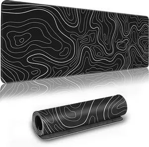 Long Gaming Mouse Pad Extended Anime Large Desk Pad with Non-Slip Base Full Keyboard Mat with Stitched Edges for Gaming and Office 31.5 x 11.8 inches (Black Geometry)