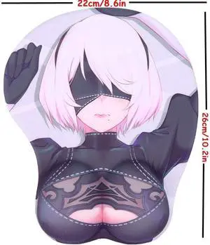 2B Anime Mouse Pads with Wrist Rest Gaming 3D Mousepads 2Way Skin (2B 01)