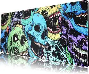 Colorful Skulls Desk Mat Large Gaming Mouse Pad XL Extended Mousepad Desk Pad Big Keyboard Pad Desktop Mouse Mat 31.5''x11.8'' Deskmat for Gamers with Stitched Edges Non-Slip Rubber Base Colorful Skulls Desk Mat Large Gaming Mouse Pad XL Extended Mousepad Desk Pad Big Keyboard Pad Desktop Mouse Mat 31.5''x11.8'' Deskmat for Gamers with Stitched Edges Non-Slip Rubber Base