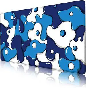 MEWOOCUE® Gaming Mouse Pad for Desk,Large Cute Mousepad Laptop,Japanese Geometric Blue Anime Mouse Mat,Long XXL Waterproof Keyboard Pads,Big Non-Slip Mouse Pads for Game Office Home(31.5 x 15.7 in)
