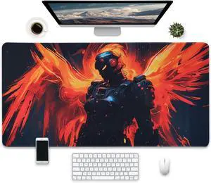 Gaming Mouse Pad, Large Extended Desk Mat with Cyberpunk Art Design, 31.5 x 15.7 inches, Non-Slip Base