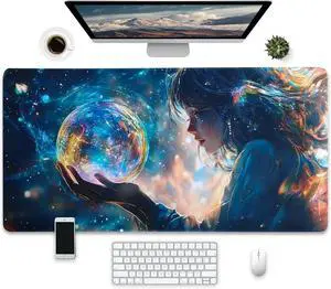 Extended Gaming Mouse Pad, Fantasy Space Art Design, Large Desk Mat, 31.5 x 15.7 inches, Non-Slip Base