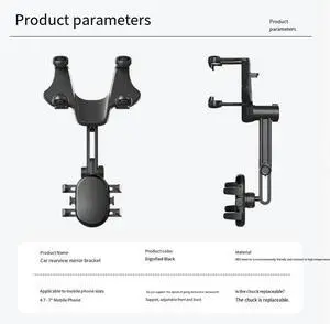 Carrearview mirorwith mobile phone navigation bracket. it can be extended up and down and swiveled
left and right.without blockingthe view.