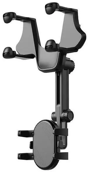 product -Car reaniew mirror with mobile phone navigation bracket.Itcan be extended up and down and swiveled left and right, without
blocking the view.