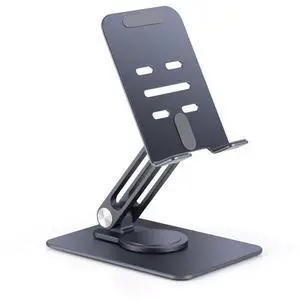 Upgraded allaluminum 360-degree rotating desktop stand - metal mobile phone and tablet universal folding rotating stand 0