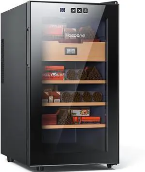48L Electric Humidor 300 Counts Cigar Cooler Humidor Humidifier Box, with 3 Spanish Cedar Wood Shelves & 1 Drawer