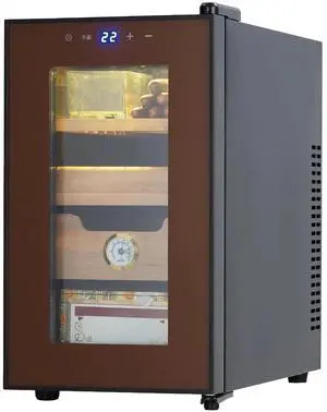 25L Electric Humidor 160 Counts Cigar Humidor Box with Cooling & Heating Temp Control, Natural Cedar Wood Shelves & Drawer, Hygrometer, Low Noise Cigar Humidor Cabinet, Brown