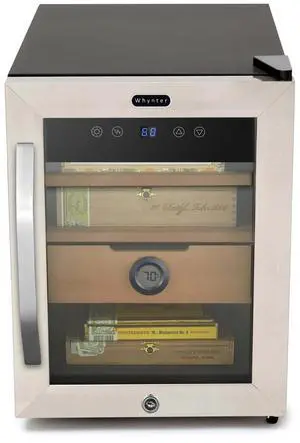 Stainless Steel Dual Zone Cigar Humidor 1.2 cu. ft., 250-Cigar Capacity, Independent Temperature Control CHC-123DS