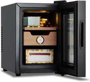 18L Cigar Humidor Cabinet, 120 Counts Electric Humidor, Cabinet Humidor with Heating and Cooling Temperature Control System,Spanish Cedar Wood Shelves and Hygrometer,Gift for Father and Friends