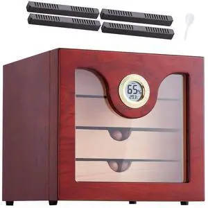100Cigar Humidor Cabinet Cedar Cigar Box Humidifier & Hygrometer & Shelve  100 Cedar cigar humidor with capacity, cigar storage box with humidifier, hygrometer, and shelf