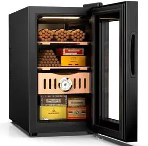 25L Cigar Humidor, 200 Counts Cigar Humidor Cabinet with Digital Hygrometer, Spanish Cedar Lined Cigar Box, Great Gift for Father Friends Men
