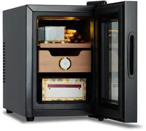 18L Cigar Humidor Cabinet, 120 counts Electric Humidor, cabinet Humidor with Heating and Cooling Temperature Control System,Spanish Cedar Wood Shelves and Hygrometer,Gift for Father and Friends