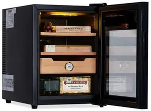 Cigar Humidor Cabinet 200 Count, 3 in 1 33L Electric Humidor with Hygrometer, Humidifier, Cooling Fan & Spanish Cedar Lining, Lights Control System, Desktop Multi Large Drawers