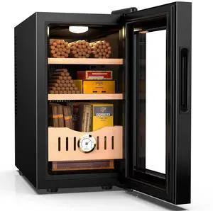 25L Electric Cigar Humidor, 200 Counts Cigar Humidors Cabinet with Hygrometer, Heating & Cooling Control, Modern Spanish Cedar Lined Cigar Box