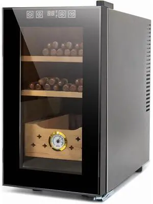 Electric Humidor, Cigar Humidor Cabinet with Heating and Cooling, Electric Cooling Cigar Fridge with Spanish Cedar Wood Shelves & Hygrometer, Gift for Men (25L)