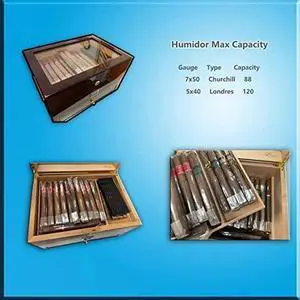 EWT High Gloss 100CT Cigar Display Humidors with Accessory Drawer and Pickup Tray (70~120 Cigars)
