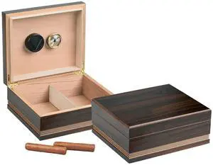 Duke Routed Edge Design Cigar Humidor - Rich Almond Finish - Capacity: 25 to 50