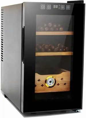 Upgraded Electric Cigar Humidor, with Cooling & Heating Functions, Electronic Cooler Humidor with Spanish Cedar Wood Drawer Shelves, Gifts for Men (25L)