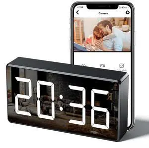Camera Clock WiFi Camera Covert Nanny Video Recorder Mini 4K Wireless Nanny Cam Indoor Home Office Security Night Vision Motion Detection