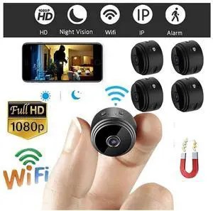Mini Spy Camera Hidden WiFi Small Wireless Video Camera with Full HD 1080P Audio Night Vision Motion Sensor Detection Support SD Card for iPhone Android Security Nanny Surveillance Cam(1) 4Pcs