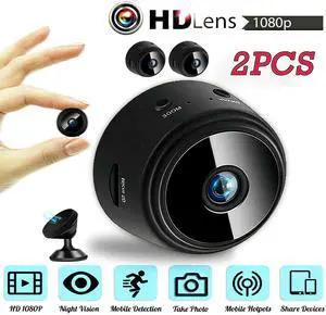 2 PCS Mini Wireless WiFi Cameras, Camera with Audio and Video Live Feed, with Cell Phone App Wireless Recording, 1080P HD Hidden Spy Cameras with Night Vision, Tiny Cameras for Indoor/ Outdoor