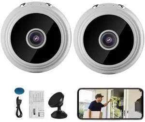 Mini Security Camera, Mini Security Camera, Mini 1080p HD Wireless Security Camera,Wifi Wireless Small Camera Night Vision Motion with App for Home In/Outdoor White (2Pcs)