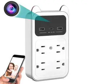HD 4MP outlet Camera Wireless Cameras Mini Small Nanny Cam Indoor Camera for Home Security Wall Charger WiFi Camera