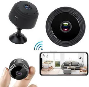 Mini Hidden Camera WiFi Wireless Small Video Camera Full HD 1080P Night Vision Motion Detection Security Nanny Surveillance Cam Covert Cameras with App for Home indoor Outdoor 2PC Black