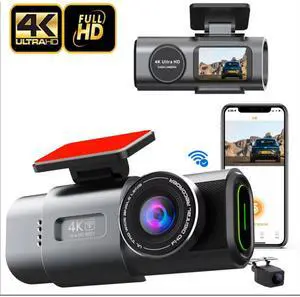 4K Dual Dash Cam WiFi, Mini Hidden Front and Rear Car Camera with Night Vision, Wide Angle, WDR, Loop Recording, G-Sensor, Parking Monitor
