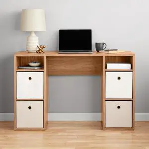 4-Cube Storage Desk, Warm Walnut