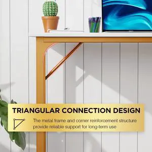 32 inch Computer Desk,Office Desk with Metal Frame,Adults can easily use it,Gold