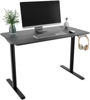 Electric Standing Desk with Height Memory Presets, Headphone Hook and Cable Management, Black
