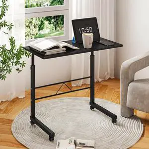 Adjustable Laptop Table Stand Computer Desk Sofa Side Bed Tray Rolling Black