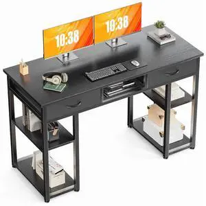 48 Inch Desk with 2 Drawers Home Office Computer PC Table,Black